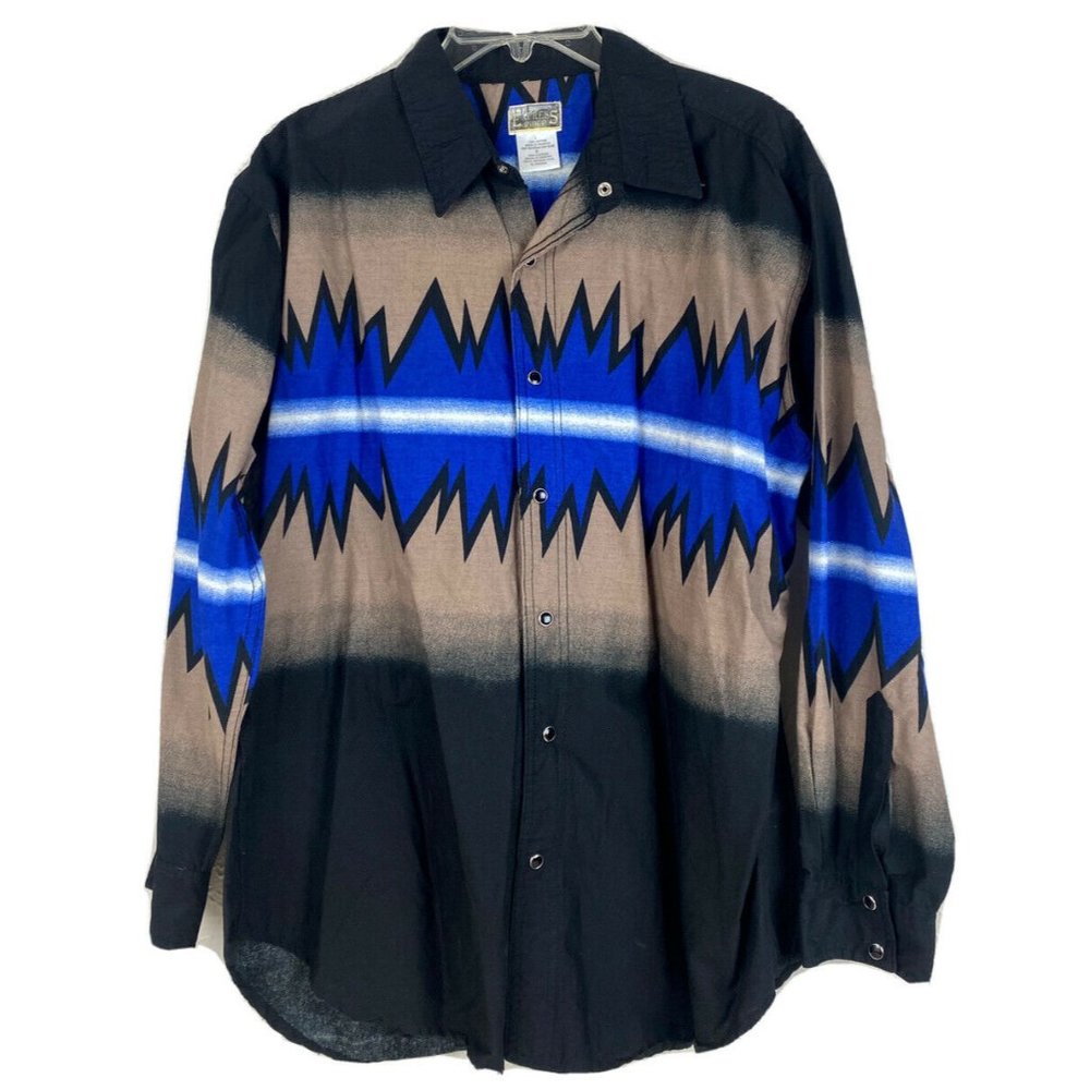 Express Riders Shirt Men Sz L Rodeo Cowboy Western Snap Shirt Cotton Lightweight